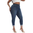 thumbnail image 5 of Gocolloa Womens Plus Size Capri Jeans Stretchy High Waisted Skinny Denim Capris Pants Royal Blue 18W, 5 of 6