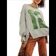 thumbnail image 1 of Camiseta con Gráfico de Números para Mujer, Sudadera de Larga con Cuello Redondo, Suéteres Extragrandes. Gris L, 1 of 6