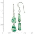 thumbnail image 2 of Beautiful Sterling Silver Hematite/Tree Agate Leaves Shepherd Hook Earrings, 2 of 2