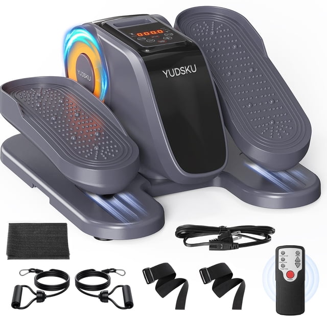 YUDSKU Maquina Eliptica Electrica, LED Caminadora Portatil de Estatica con Control Remoto, Almohadilla Antideslizante, Correas para Los Pies, Bandas de Resistencia, 12 velocidades, Alivia cansancio