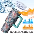 thumbnail image 2 of Paisley 40oz Tumbler with Handle 40 oz Paisley Theme Tumbler with Spill Proof Lid Straw Double Insulated NonSlip Grip Handle Travel Must Haves, 2 of 5