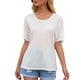 thumbnail image 2 of Camiseta de mujer de manga corta con cuello redondo Sexy Hollow Summer Top suelto, blanco, S Methold AP001234-01, 2 of 7