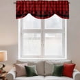 thumbnail image 2 of Red Black Plaid Tie Up Valance Curtains for Windows, Kitchen Curtains Window Treatments, Country Vintage Star Abstract Gingham Short Window Shades Valances for Bedroom Bathroom Cafe 42"x18", 2 of 8