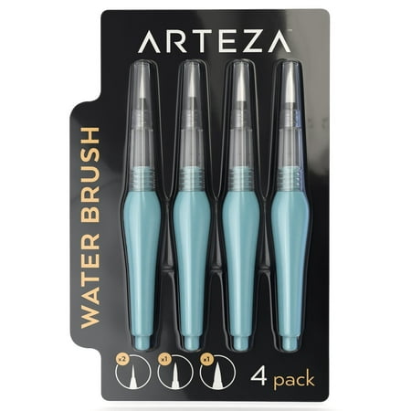 Water Brush Pen, Self-moistening, Portable, (Assorted Tips, Set of