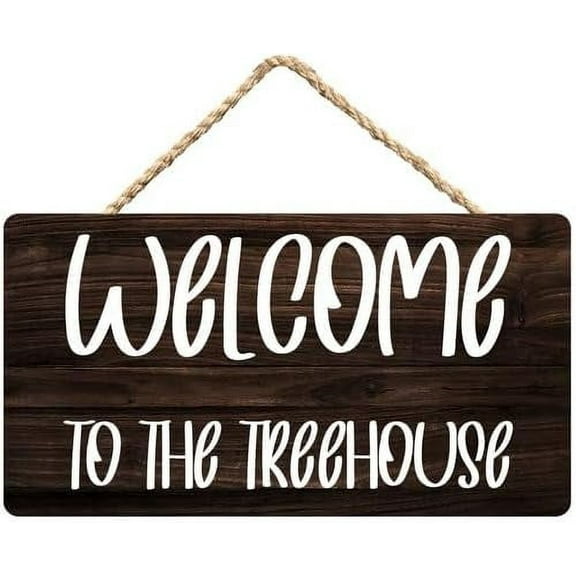 Rustic Welcome To The Treehouse Wood Decor Sign, Farmhouse Printed Wood Signs Wall Art,Wall Decor Home Hanging Wall Decor 5x10 Inch