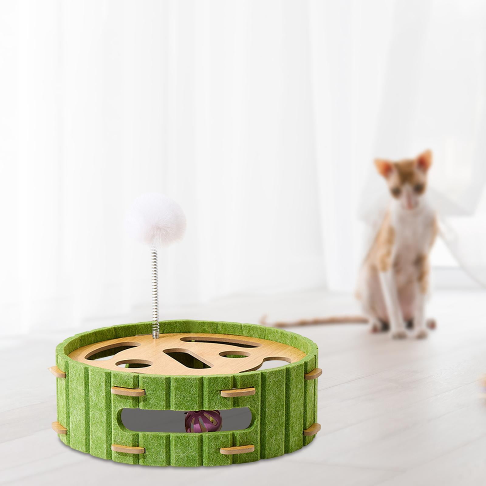 Serenable Cat Scratcher Toy with Interactive Balls Cat Scratching Board Accessory Puzzles Ball Track for Training Indoor Kitten Clawing Round