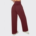 thumbnail image 4 of Lenpel Women's Wide Leg Pants Soft Comfy High Waisted Solid Color Lounge Yoga Pants Baggy Casual Trousers with Pockets(Wine,X-Large), 4 of 4