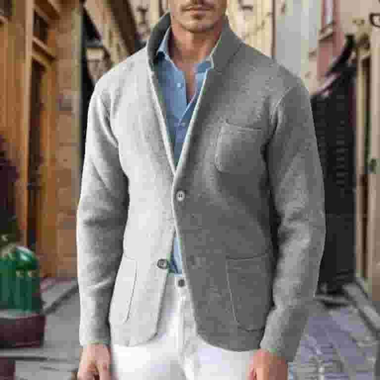 2025年最新入荷 JUUYY Two Collar Stand Fit Slim Casual Blazer Sweater Men's Clothing