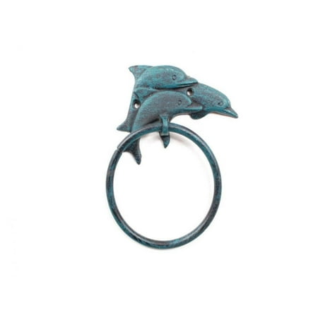 Iron Towel Holders - Seaworn Blue Cast Iron Dolphins Towel Holder 7