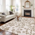 thumbnail image 3 of Pastoral Flowers Washable Area Rug 5 x 7 ft Khaki Flower Farm Vintage Linen Texture , Soft Non Slip Rugs Stain Repellent Indoor Felt Carpet for Living Dining Room Bedroom Home Office, 3 of 9
