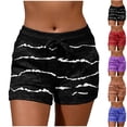 thumbnail image 5 of AherBiu Sweatshorts for Women Striped Summer Casual Drawstring Elastic High Waisted Stretch Comfy Shorts with Pockets, 5 of 6