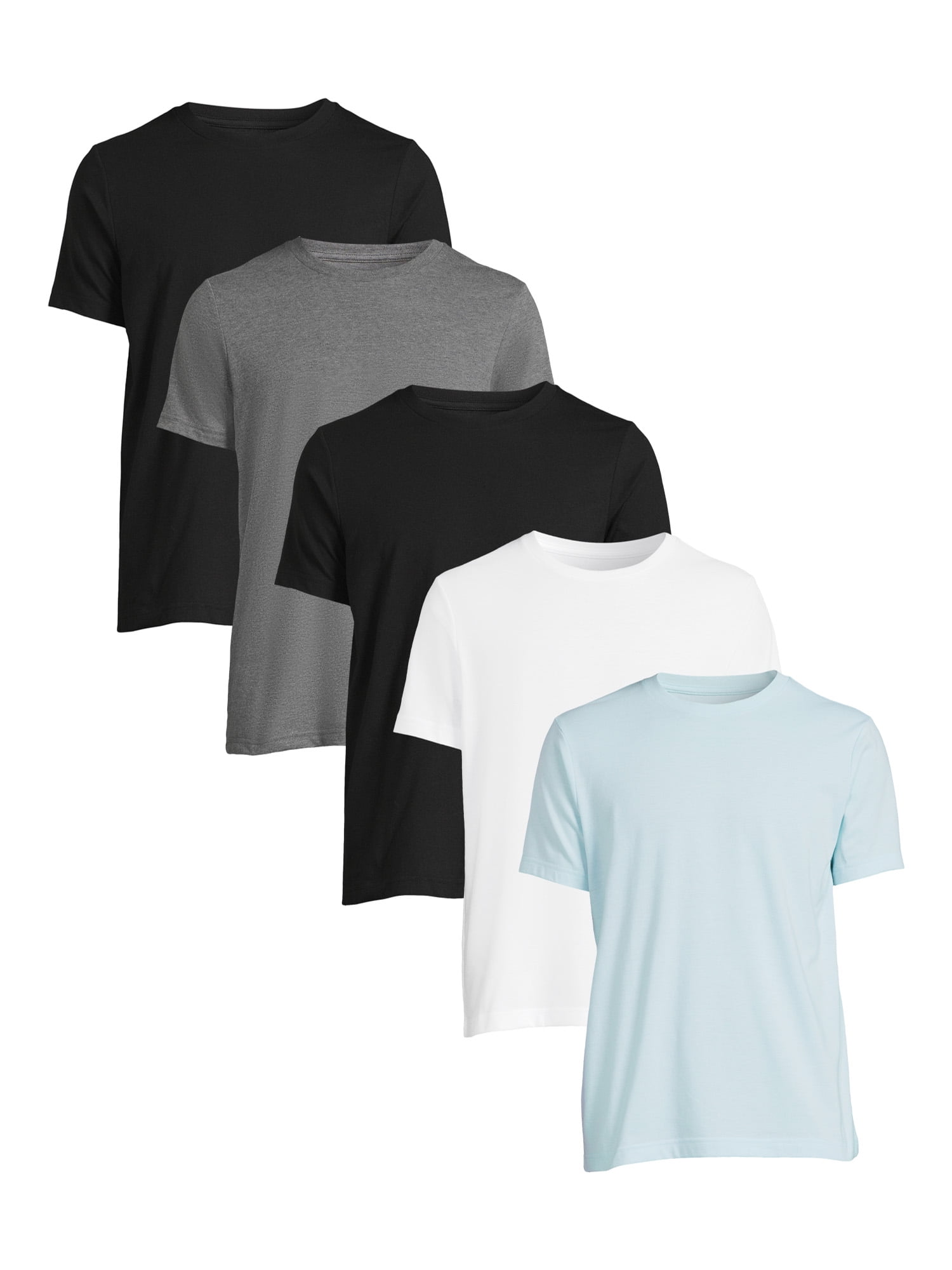 George Men's and Big Men's Crew Tee with Short Sleeves, 5-Pack, Sizes ...