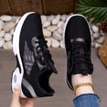 thumbnail image 3 of Women's Lightweight Breathable Knit Running Shoes, Non-Slip Air Cushion Athletic Sneakers, Black, 3 of 6