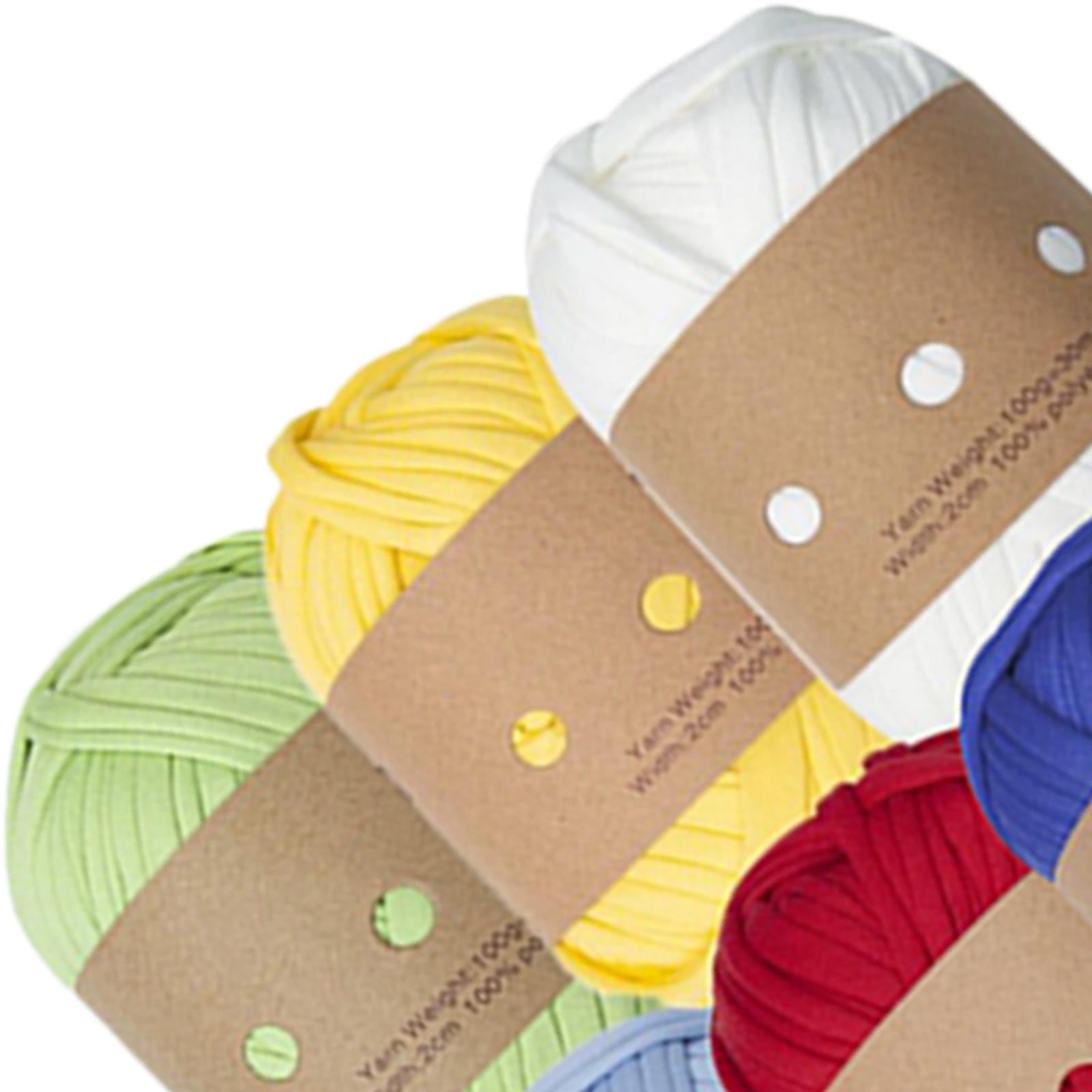 Knitting Yarn,Crocheting Knitting Yarn Set Chunky Tshirt Yarn,Fabric Cloth Thick Knitting Yarn Elastic Soft,Hand DIY Bag Cushion Knitted Crochet Cord Thread,Hand Knitting Blanket Mat Rug Yarn C