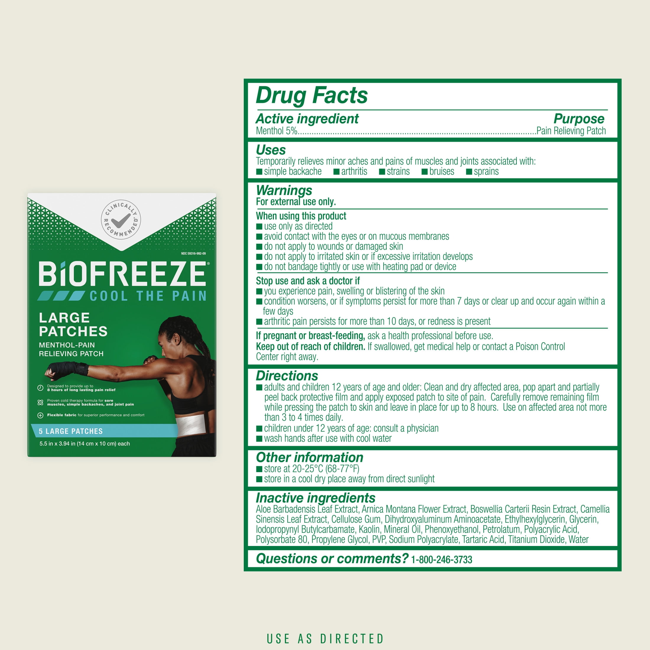 (3 pack) Biofreeze Pain Relief Patches, Back Knee Muscle Joint Arthritis Pain Relievers, Menthol, 12 Count