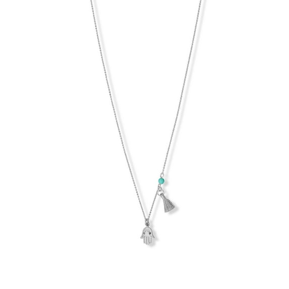 Women's .925 Sterling Silver 16" + 2" Teeny Tiny Tassel Necklace