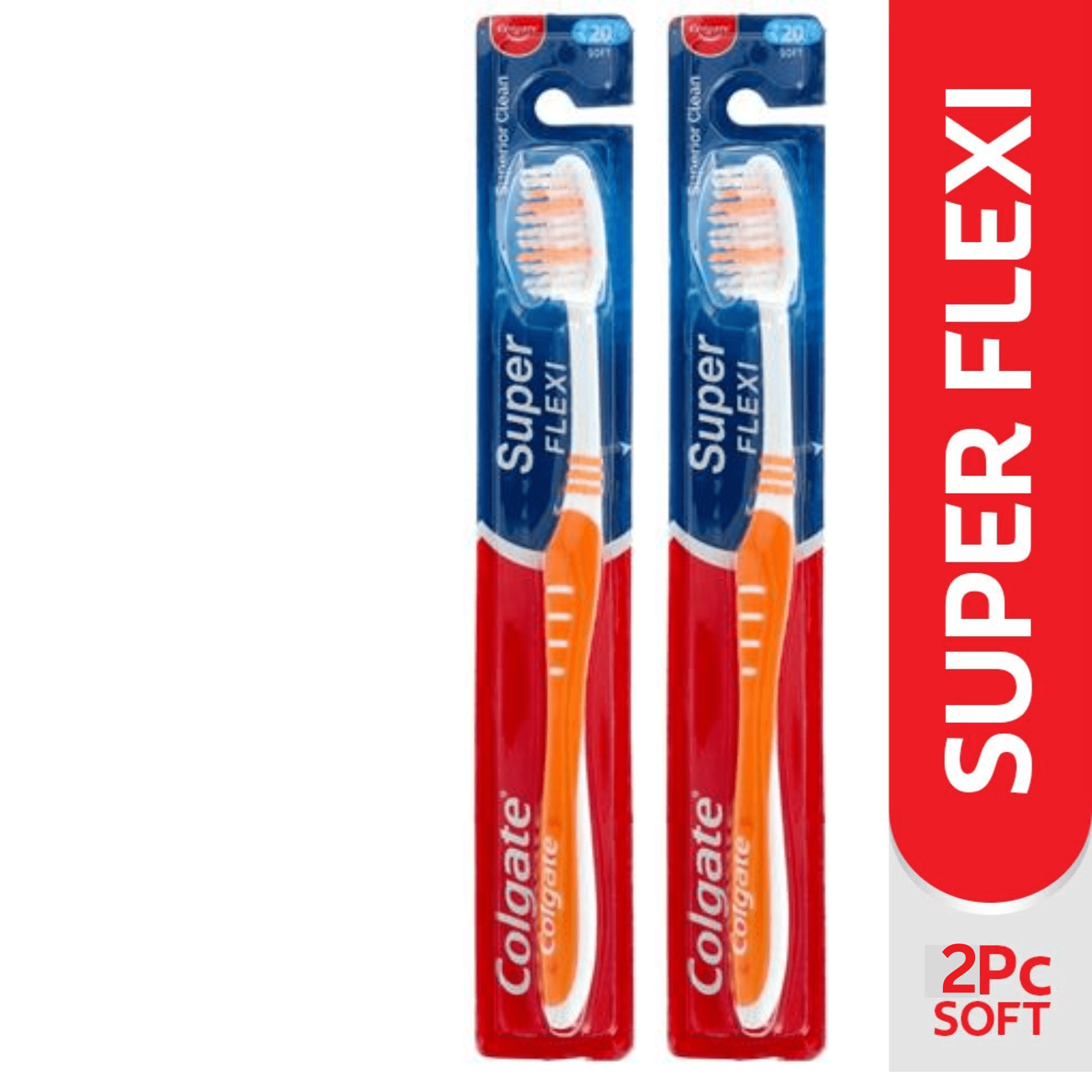 Colgate Super Flexi Toothbrush Soft (20) 2PC Set Flexible Neck Helps