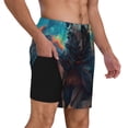 thumbnail image 2 of Vsdgher Starry Sky Moon Wolf Leader for Mens Swim Trunks with Compression Liner Swim Shorts Swim Suits Board Shorts-Medium, 2 of 6