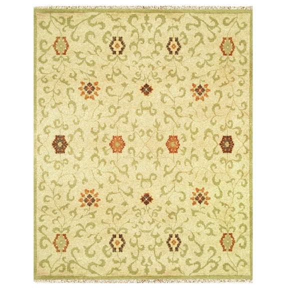 Feizy Antolya Traditional Scroll, Tan/Green/Orange, 4' x 6' Accent Rug Stain Water Resistant Pet & Kid Friendly Bohemian & Eclectic Floral & Botanical Design Carpet for Living Dining Bed Room