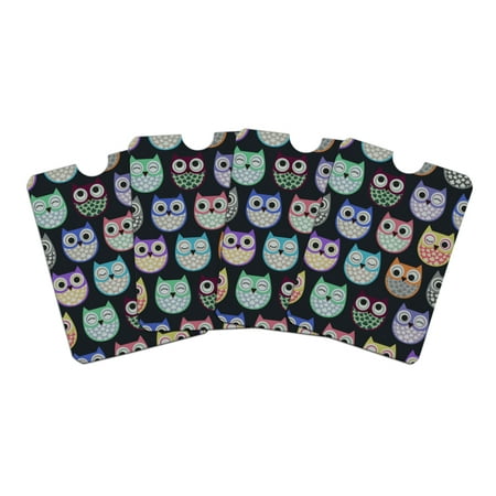Colorful Owls Cute Pattern Credit Card RFID Blocker Holder Protector Wallet Purse Sleeves Set of