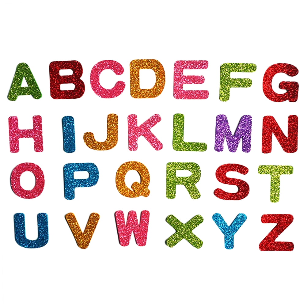 English alphabet wall sticker 52pcs 3D Shine Colorful 26 English ...