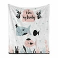 thumbnail image 1 of I Love My Family Soft Flannel Fleece Throw Blanket, Funny Fish in the Ocean with Seaweed Corals, Cozy Plush for Indoor and Outdoor Use, 50" x 60", Blue Grey Blush, by Ambesonne, 1 of 5