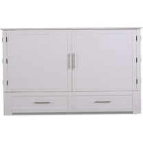 Mega Solutions Emurphybed Daily Delight Murphy Cabinet Chest Bed with Charging Station 6 Inch, (Queen, White)