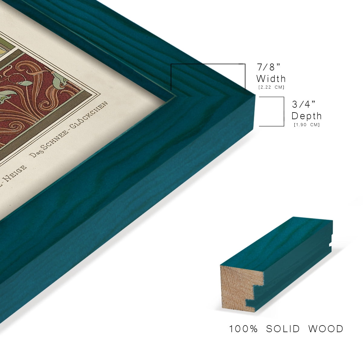 Nouveau Decorative VI - Framed Print w/glass - Ocean Blue