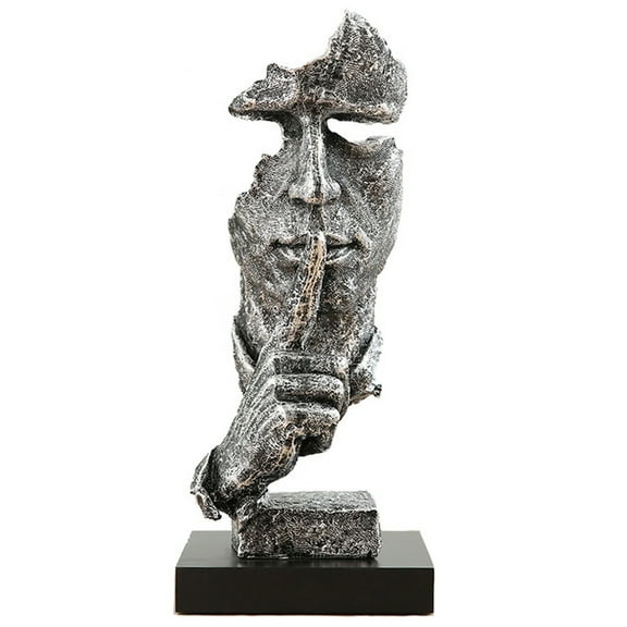 Gerbanz Silence is Gold Statues Office Sculpture Home Decor Resin Abstract Art Figurine Decorative Ornaments