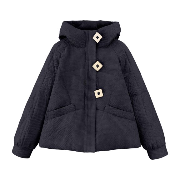 Womens Winter Jackets Cropped Hooded Puffer Jacket Lightweight Warm Down Coat Casual Loose Oversized Outwear