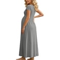 thumbnail image 5 of Gfyviroh Women's Maternity Maxi T-Shirt Dress Short Sleeve Soft Casual Plain Dress Comfy Plus Size Pregnancy A-Line Dress, 5 of 7