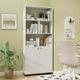 thumbnail image 4 of Costway 66" Tall Home 5 Tier Free Standing Bookshelf 2-Door Storage Cabinet Display Rack, 4 of 10