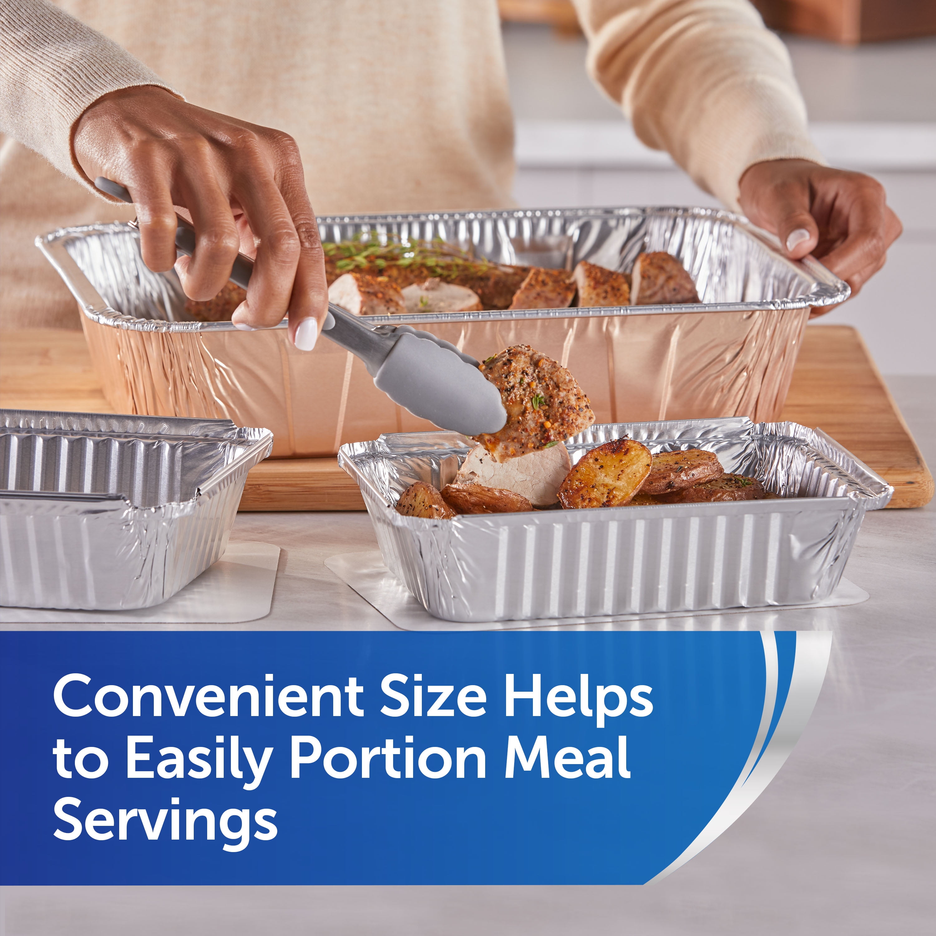 Reynolds Kitchens Aluminum Food Storage Containers with Oven-Safe Lids, 8 x 5.38 inch, 5 Count
