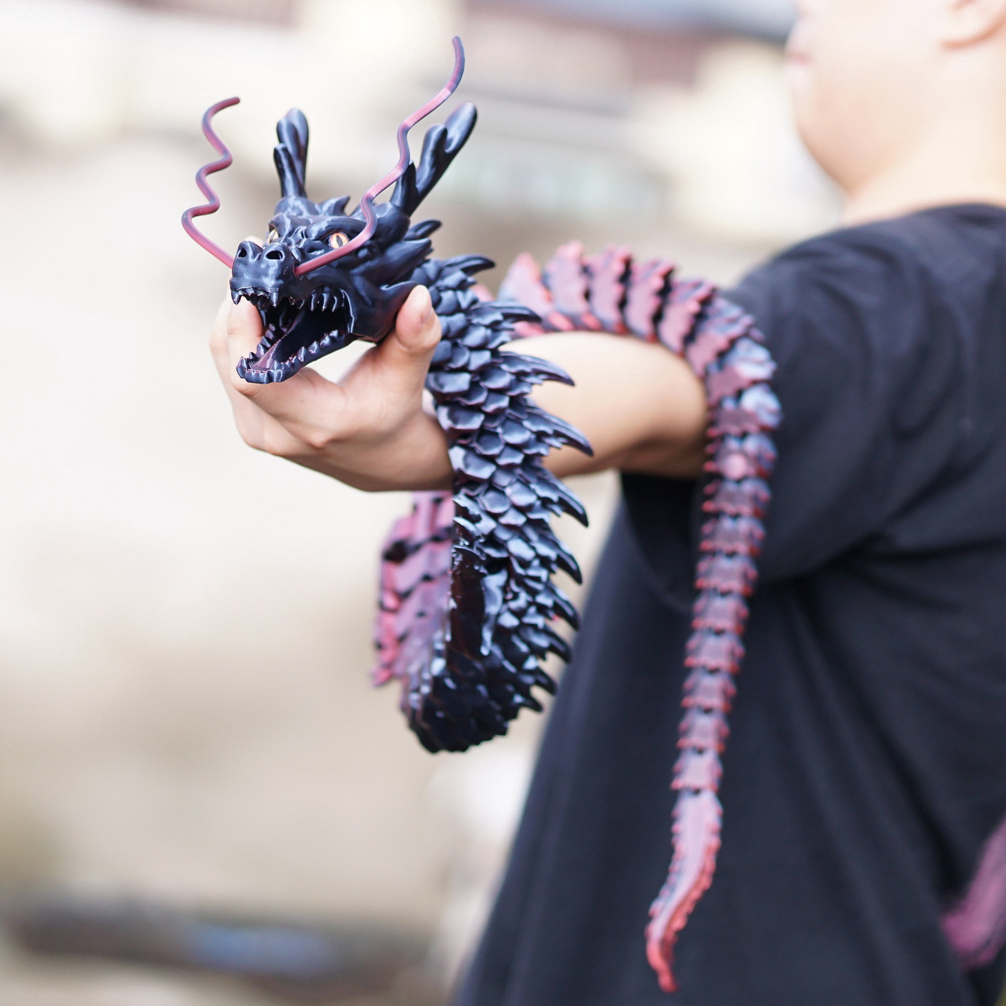 47.5inch 3D Printed dragon,Flexible Joint Animal lacertid Figurines,Realistic Eyes, Home Office Decor,Fidget Toy for Adults Teens Boy Festival Gifts
