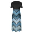 thumbnail image 4 of SMihono Robe Maxi Bohème d'Été pour Femmes Grande Taille Mode Décontractée Manches Courtes Épaules Dénudées Imprimé Col Rond Robe de Plage, 4 of 4