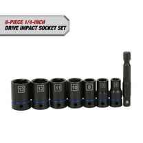 Hyper Tough 8-Piece 1/4-inch Drive Impact Socket Set (MM)