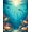 Turquoise Blue, Pattern 15, variant on ODIKA 8'x10' Washable Area Rug Non-Slip Chair-Friendly Mat Sea Turtle Ocean Underwater Tropical Coral Reef Animal Scene for Dining Room, Large Office, Lounge