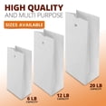 thumbnail image 5 of [500 Pack] White Paper Bags 13 x 7 x 4.5" 12 LB - Heavy Duty Bleached Grocery Lunch Retail Shopping Durable Barrel Sack, 5 of 7