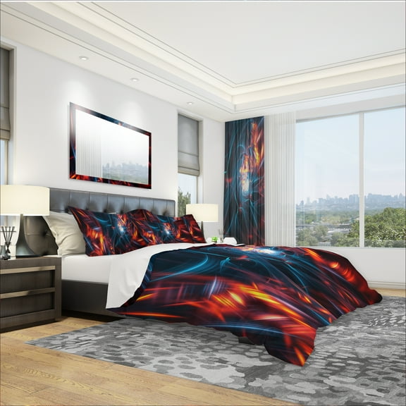 Designart 'Red and Black Coming Apart' Modern & Contemporary Duvet Cover Set