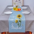 thumbnail image 4 of Table Runner Dresser Scarves 60 Inch Long, Sunflower with Sunshine Text Linen Dining Table Runners Farm Bees Floral on Blue Tabletop Scarf for Wedding Holiday Party Kitchen, 4 of 7