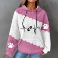 thumbnail image 2 of Women's Hooded Sweatshirt Cute Dog Paw Heart Print Hoodies with Front Pocket Sweatshirts Color Matching Waffle Knitted Sweatshirts Loose Casual Long Sleeve Tops Hooded Outwear, 2 of 4