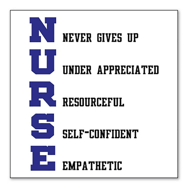 DistinctInk Custom Bumper Sticker - 4" x 4" Decorative Decal - White Background - Nurse Never Gives Up