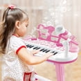 thumbnail image 2 of Piano teclado infantil Barhee de 31 teclas con micrófono y banquito, rosa, 2 of 7