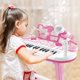 thumbnail image 2 of Piano teclado infantil Barhee de 31 teclas con micrófono y banquito, rosa, 2 of 7