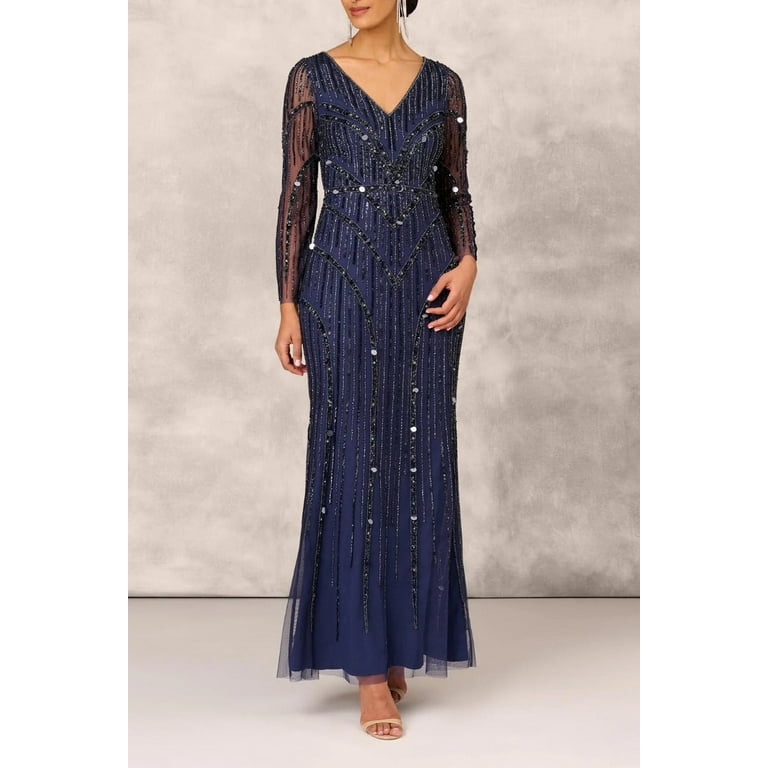 Aidan mattox hot sale beaded mesh gown