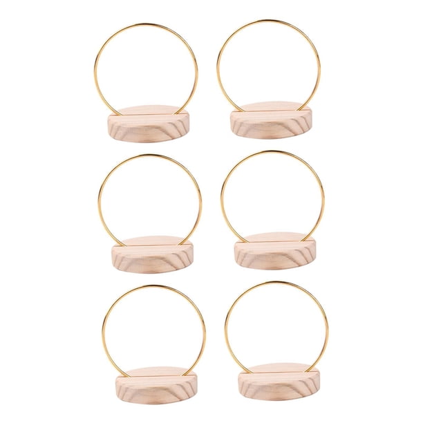 6 aros florales de metal para centro de mesa, corona con soporte de madera, adorno de escritorio Dia 10 cm