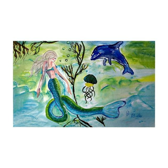 Betsydrake DM1189G 30 x 50 in. Mermaid & Jellyfish Door Mat - Large
