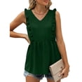 thumbnail image 6 of TrendVibe365 V Neck Tank Tops for Women Summer Tunic Ruffle Plain Patchwork Shirts Sleeveless Tees Blouse V Neck Tshirts Loose Fit Pullovers Clothes, 6 of 9