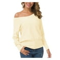 thumbnail image 7 of Anygrew Womens Off Shoulder Sweater Pullover Sweater For Women Knit Jumper,White Apricot, 7 of 7