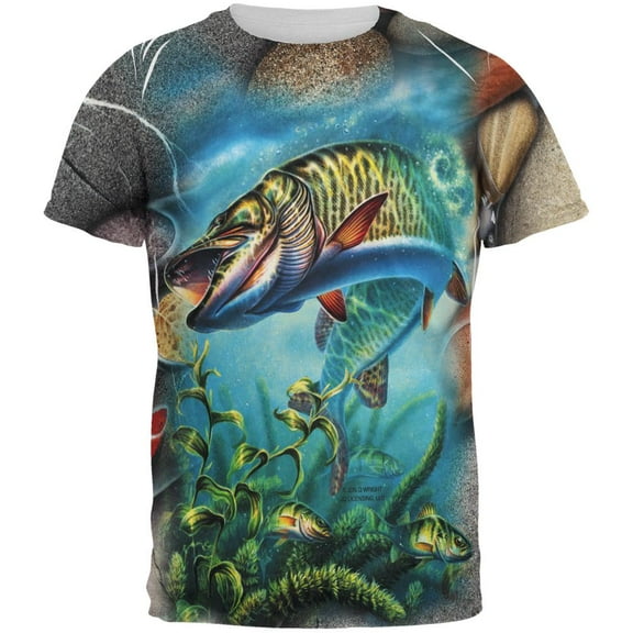 Muskie Fishing All Over Mens T Shirt Multi LG